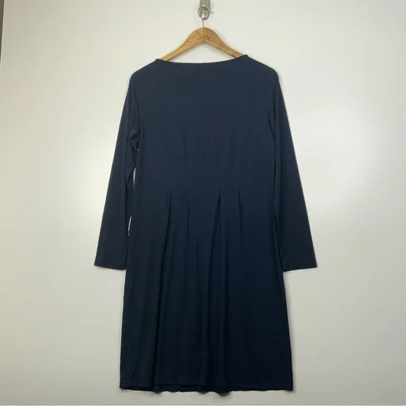 J. Jill Wearever Stretch Jersey Pleated Seamed Wasit Long Sleeve Midi. Size S. - Picture 2 of 7